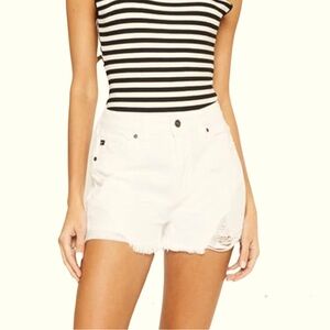 KANCAN hi Rise Shana distressed Frayed white denim shorts women’s size XS 0 2